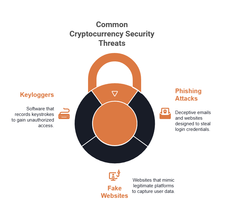 An image shows common crypto security threats.